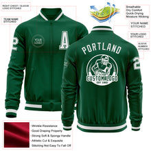 Charger l&#39;image dans la galerie, Custom Kelly Green White Bomber Varsity Letterman Zipper Jacket
