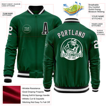 Load image into Gallery viewer, Custom Kelly Green Black-White Bomber Varsity Letterman Zipper Jacket
