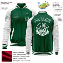 Charger l&#39;image dans la galerie, Custom Kelly Green White Bomber Varsity Letterman Two Tone Zipper Jacket
