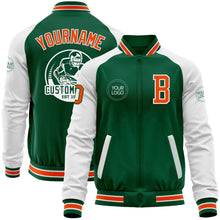 Charger l&#39;image dans la galerie, Custom Kelly Green Orange-White Bomber Varsity Letterman Two Tone Zipper Jacket
