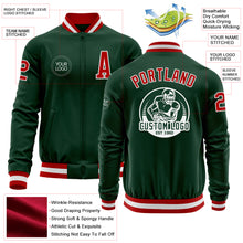 Charger l&#39;image dans la galerie, Custom Green Red-White Bomber Varsity Letterman Zipper Jacket
