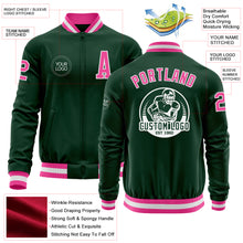 Charger l&#39;image dans la galerie, Custom Green Pink-White Bomber Varsity Letterman Zipper Jacket
