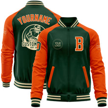 Загрузить изображение в средство просмотра галереи, Custom Green Orange-Cream Bomber Varsity Letterman Two Tone Zipper Jacket
