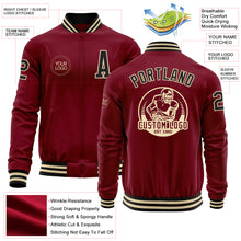 Load image into Gallery viewer, Custom Crimson Black-Cream Bomber Varsity Letterman Zipper Jacket
