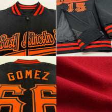 Laden Sie das Bild in den Galerie-Viewer, Custom Crimson Black-Neon Green Bomber Varsity Letterman Zipper Jacket
