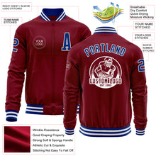 Load image into Gallery viewer, Custom Crimson Royal-White Bomber Varsity Letterman Zipper Jacket
