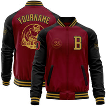 Загрузить изображение в средство просмотра галереи, Custom Crimson Old Gold-Black Bomber Varsity Letterman Two Tone Zipper Jacket
