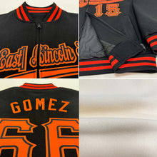 Charger l&#39;image dans la galerie, Custom Cream Black-Orange Bomber Varsity Letterman Two Tone Zipper Jacket
