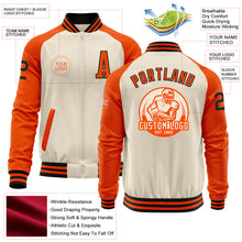 Charger l&#39;image dans la galerie, Custom Cream Black-Orange Bomber Varsity Letterman Two Tone Zipper Jacket
