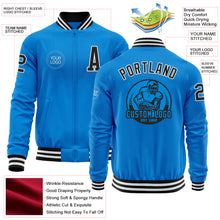 Load image into Gallery viewer, Custom Powder Blue Black-White Bomber Varsity Letterman Zipper Jacket
