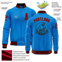 Load image into Gallery viewer, Custom Powder Blue Red-Black Bomber Varsity Letterman Zipper Jacket
