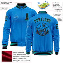 Загрузить изображение в средство просмотра галереи, Custom Powder Blue Black-Teal Bomber Varsity Letterman Zipper Jacket
