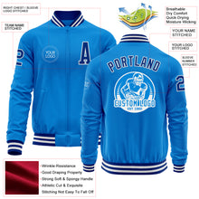 Charger l&#39;image dans la galerie, Custom Powder Blue Royal-White Bomber Varsity Letterman Zipper Jacket
