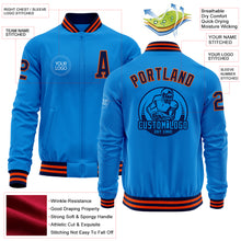 Charger l&#39;image dans la galerie, Custom Powder Blue Navy-Orange Bomber Varsity Letterman Zipper Jacket
