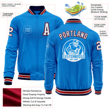 Charger l&#39;image dans la galerie, Custom Powder Blue Navy-Red Bomber Varsity Letterman Zipper Jacket
