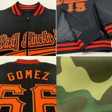 Laden Sie das Bild in den Galerie-Viewer, Custom Camo Black-White Bomber Varsity Letterman Salute To Service Zipper Jacket
