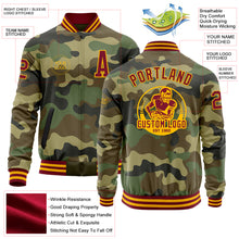 Загрузить изображение в средство просмотра галереи, Custom Camo Crimson-Gold Bomber Varsity Letterman Salute To Service Zipper Jacket
