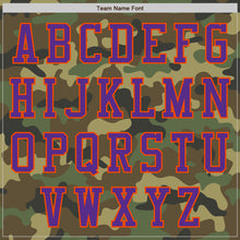 Load image into Gallery viewer, Custom Camo Purple-Orange Bomber Varsity Letterman Salute To Service Zipper Jacket
