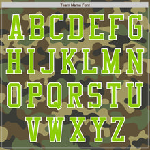 Load image into Gallery viewer, Custom Camo Neon Green-White Bomber Varsity Letterman Salute To Service Zipper Jacket
