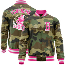 Charger l&#39;image dans la galerie, Custom Camo Pink-White Bomber Varsity Letterman Salute To Service Zipper Jacket
