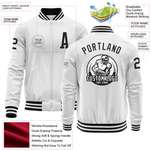 Laden Sie das Bild in den Galerie-Viewer, Custom White Black Bomber Varsity Letterman Zipper Jacket
