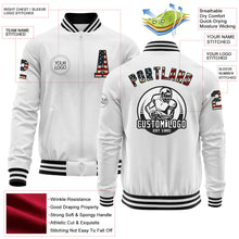 Charger l&#39;image dans la galerie, Custom White Vintage USA Flag-Black Bomber Varsity Letterman Zipper Jacket
