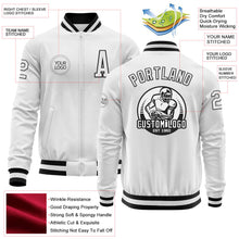 Laden Sie das Bild in den Galerie-Viewer, Custom White Black Bomber Varsity Letterman Zipper Jacket
