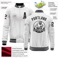 Laden Sie das Bild in den Galerie-Viewer, Custom White Black-Gray Bomber Varsity Letterman Zipper Jacket
