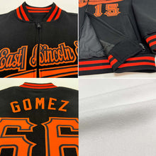 Load image into Gallery viewer, Custom White Navy-Orange Bomber Varsity Letterman Zipper Jacket
