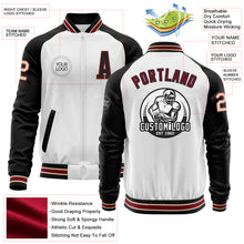 Load image into Gallery viewer, Custom White Cream Crimson City Cream-Black Bomber Varsity Letterman Two Tone Zipper Jacket
