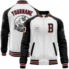 Load image into Gallery viewer, Custom White Cream Crimson City Cream-Black Bomber Varsity Letterman Two Tone Zipper Jacket
