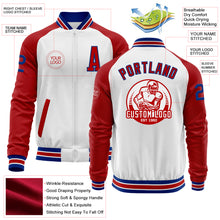 Charger l&#39;image dans la galerie, Custom White Royal-Red Bomber Varsity Letterman Two Tone Zipper Jacket
