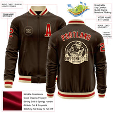 Загрузить изображение в средство просмотра галереи, Custom Brown Red-Cream Bomber Varsity Letterman Zipper Jacket
