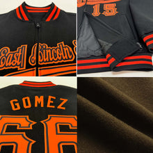 Load image into Gallery viewer, Custom Olive Orange-White Bomber Varsity Letterman Salute To Service Zipper Jacket
