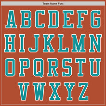 Laden Sie das Bild in den Galerie-Viewer, Custom Texas Orange Teal-White Bomber Varsity Letterman Zipper Jacket
