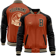 Charger l&#39;image dans la galerie, Custom Texas Orange Cream-Black Bomber Varsity Letterman Two Tone Zipper Jacket
