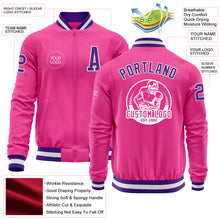 Charger l&#39;image dans la galerie, Custom Pink Purple-White Bomber Varsity Letterman Zipper Jacket
