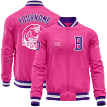 Charger l&#39;image dans la galerie, Custom Pink Purple-White Bomber Varsity Letterman Zipper Jacket
