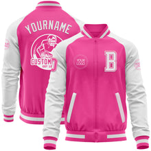 Charger l&#39;image dans la galerie, Custom Pink White Bomber Varsity Letterman Two Tone Zipper Jacket
