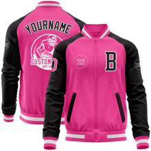 Charger l&#39;image dans la galerie, Custom Pink White-Black Bomber Varsity Letterman Two Tone Zipper Jacket
