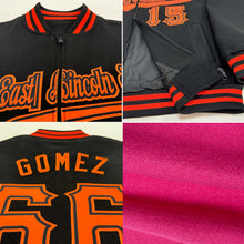 Load image into Gallery viewer, Custom Pink White-Purple Bomber Varsity Letterman Two Tone Zipper Jacket
