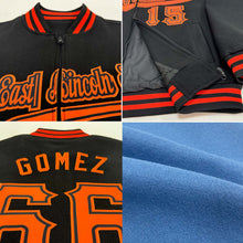 Load image into Gallery viewer, Custom Light Blue Cream-Black Bomber Varsity Letterman Two Tone Zipper Jacket
