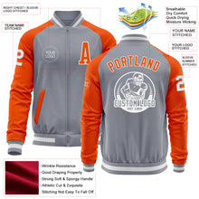 Загрузить изображение в средство просмотра галереи, Custom Gray White-Orange Bomber Varsity Letterman Two Tone Zipper Jacket
