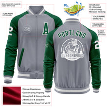 Charger l&#39;image dans la galerie, Custom Gray White-Kelly Green Varsity Letterman Two Tone Zipper Jacket
