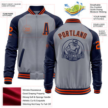 Charger l&#39;image dans la galerie, Custom Gray Orange-Navy Varsity Letterman Two Tone Zipper Jacket
