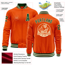 Charger l&#39;image dans la galerie, Custom Orange Green-Cream Bomber Varsity Letterman Zipper Jacket
