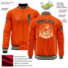 Charger l&#39;image dans la galerie, Custom Orange Vintage USA Flag Black-Cream Bomber Varsity Letterman Zipper Jacket
