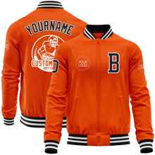 Charger l&#39;image dans la galerie, Custom Orange Black-White Bomber Varsity Letterman Zipper Jacket
