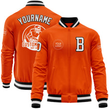 Charger l&#39;image dans la galerie, Custom Orange White-Black Bomber Varsity Letterman Zipper Jacket
