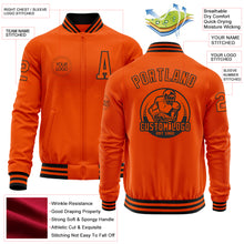 Charger l&#39;image dans la galerie, Custom Orange Black Bomber Varsity Letterman Zipper Jacket
